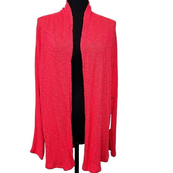 VELVET BY GRAHAM &‎ SPENCER Dallas Hibiscus Open Cardigan Size M Textured Knit - Picture 1 of 11